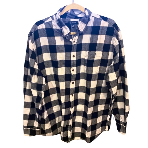 Croft & Barrow Black/White Checkered Flannel Shirt - Picture 1 of 3